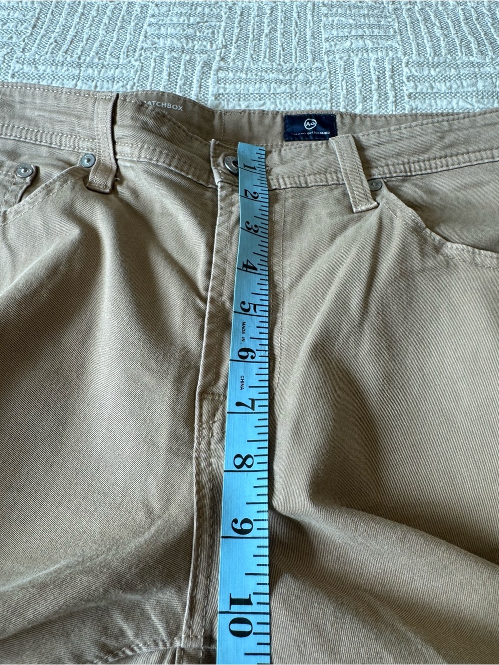 AG Adriano Goldschmied Matchbox Slim Straight Jeans | Khaki Beige | Men’s 34 - Picture 14 of 15